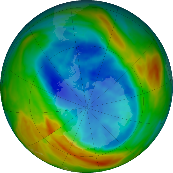 Antarctic ozone map for 21 August 2017